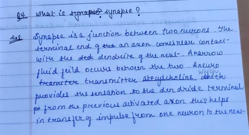 1.what is the meaning of synapse 2.explain how an impulse is transmitted across a-example-1