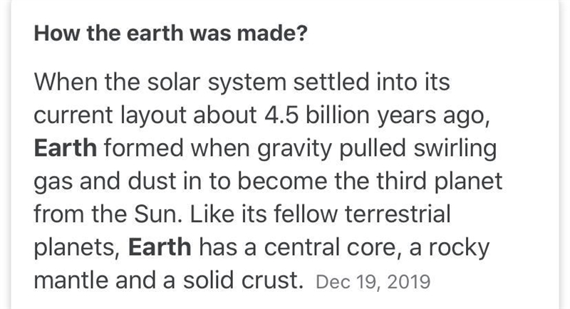 How did the earth form?-example-1