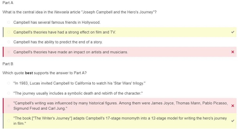 Part A What is the central idea in the Newsela article "Joseph Campbell and the-example-1