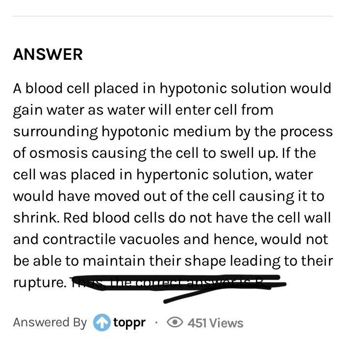 What happens to red blood cells when placed in a hypotonic solution?-example-1