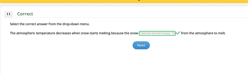 The atmospheric temperature decreases when snow starts melting because the snow from-example-1