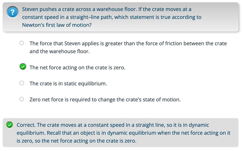 Steven pushes a crate across a warehouse floor. If the crate moves at a constant speed-example-1