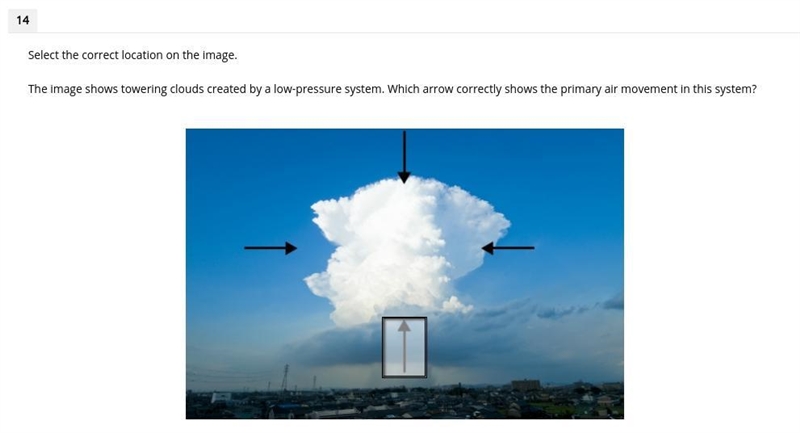 Select the correct location on the image. The image shows towering clouds created-example-1