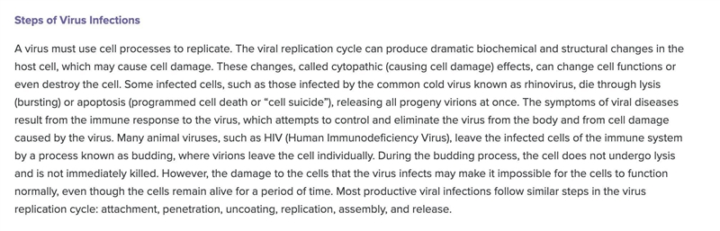 What does a virus do once it invades a host cell? A begins multiplying B) releases-example-1