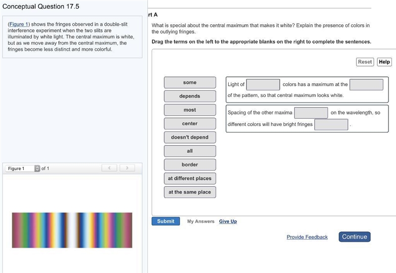 "what is special about the central maximum that makes it white? explain the presence-example-1