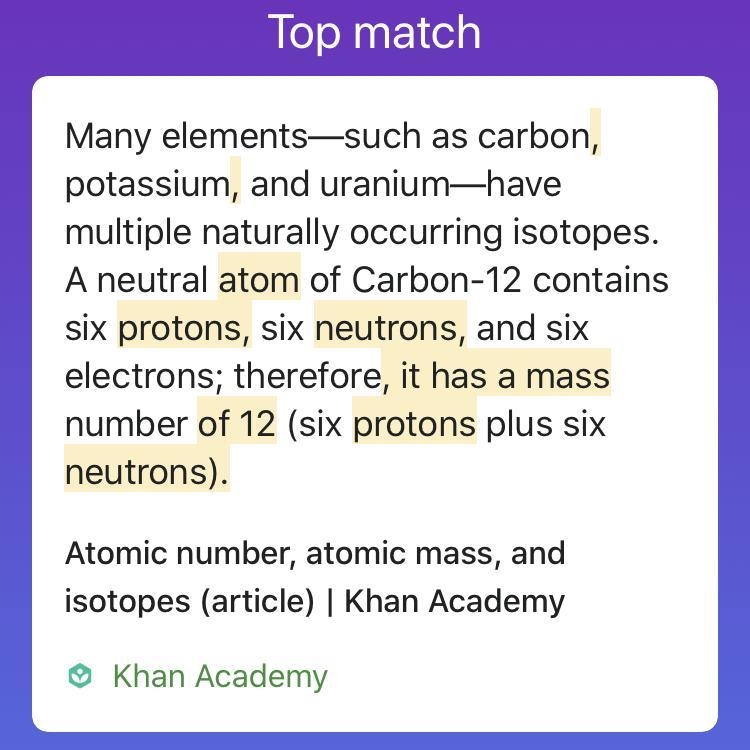 If an element has 6 protons and an atomic mass of 12, how many neutrons does it have-example-1