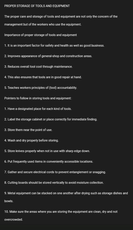 What are the different ways of storing tools and equipment safe-example-1