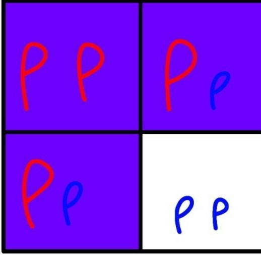 Which Punnett square represents a cross between two parents that are heterozygous-example-1