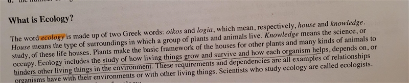 The prefix to Ecology is the Greek word Oikos meaning... A. House, referring to the-example-1