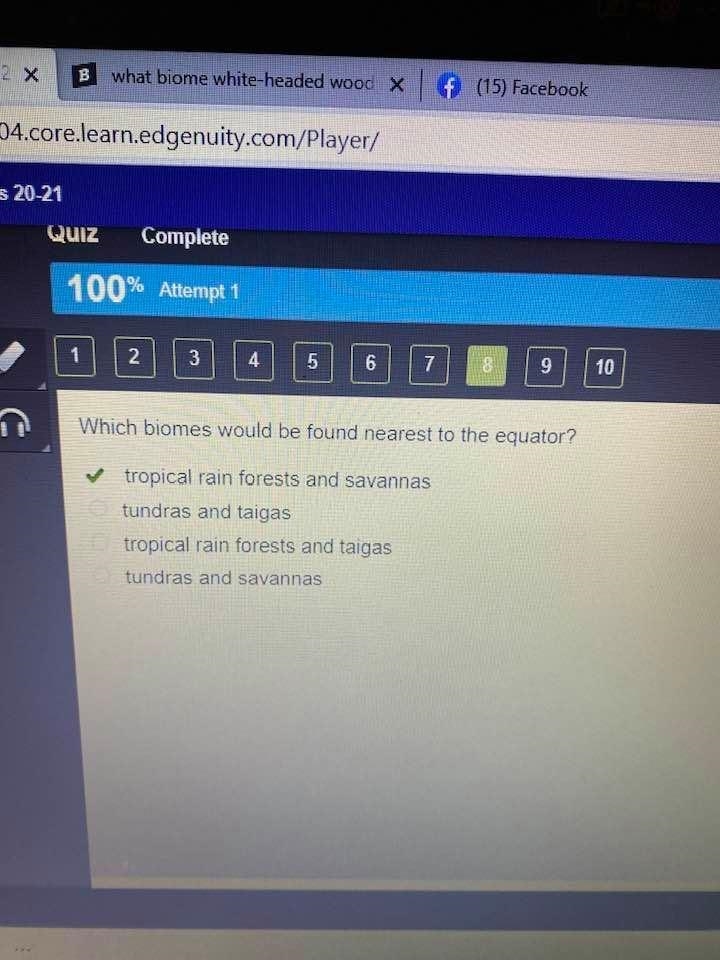 Which biomes would be found nearest to the equator?-example-1