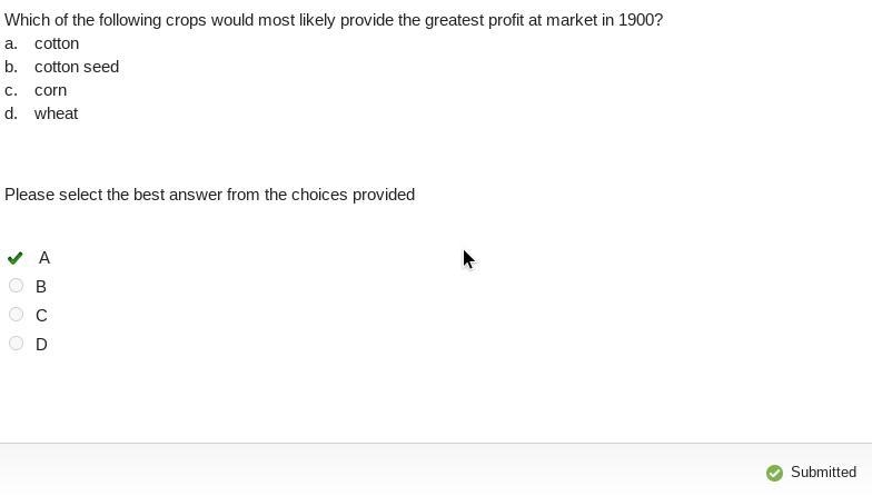 Which of the following crops would most likely provide the greatest profit at market-example-1