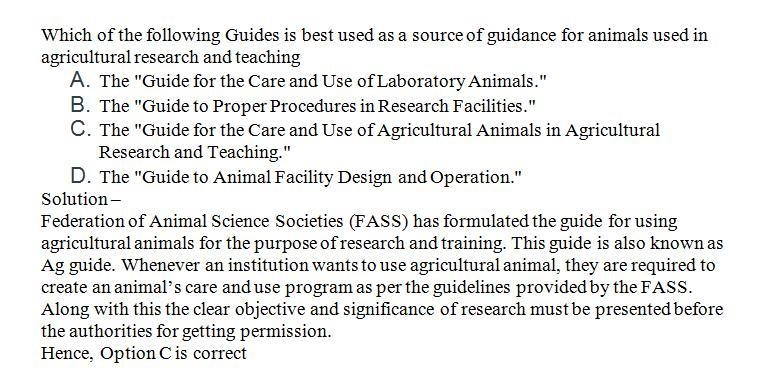 Which of the following Guides is best used as a source of guidance for animals used-example-1