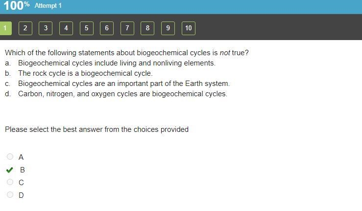 SERE Which of the following statements about biogeochemical cycles is not true? a-example-1