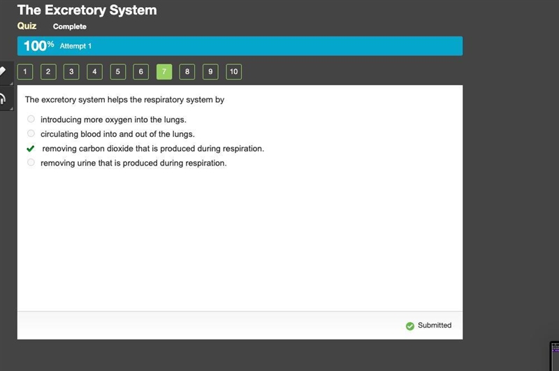 The excretory system helps the respiratory system by O introducing more oxygen into-example-1