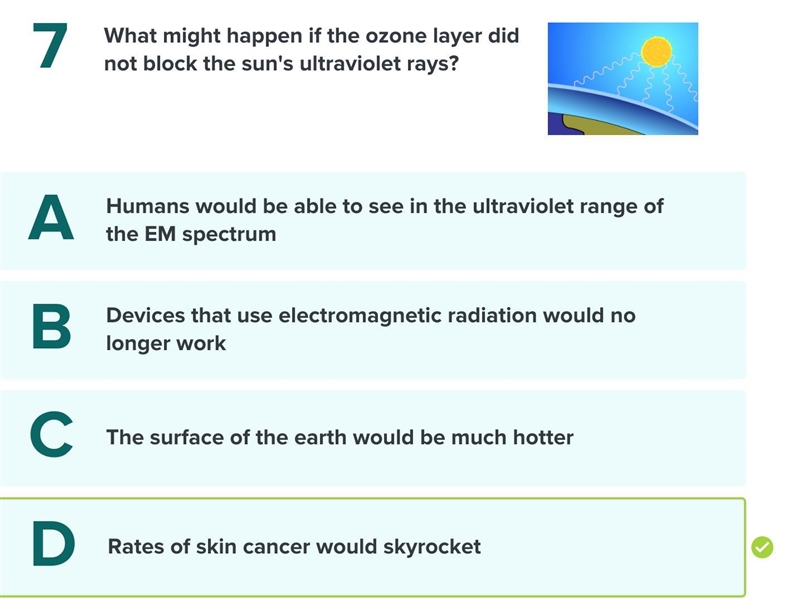 What might happen if the ozone layer did not block the Sun's ultraviolet Rays? The-example-1