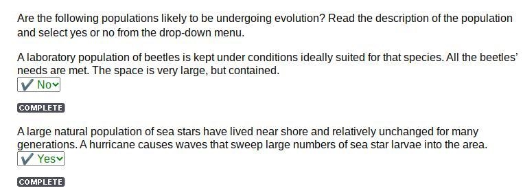 Are the following populations likely to be undergoing evolution? Read the description-example-1