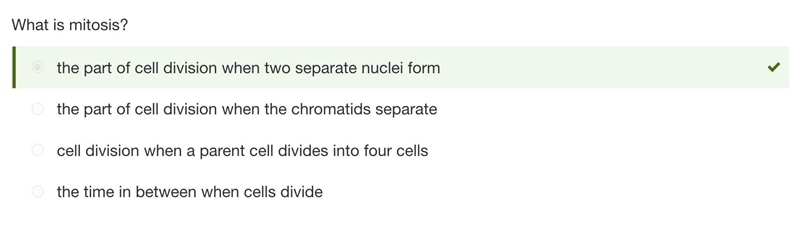 What is mitosis? the part of cell division when the chromatids separate the time in-example-1