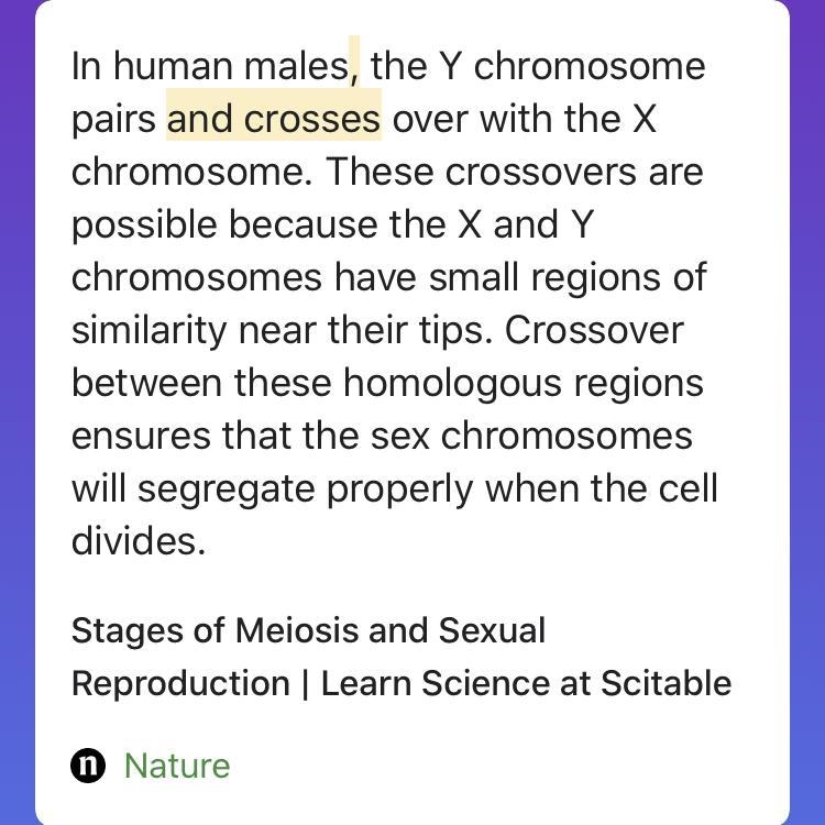 Why is synapsis (crossing over) important for the process of meiosis and sexual reproduction-example-1