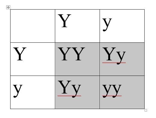 Punnett squares are convenient ways to represent the types and frequencies of gametes-example-1