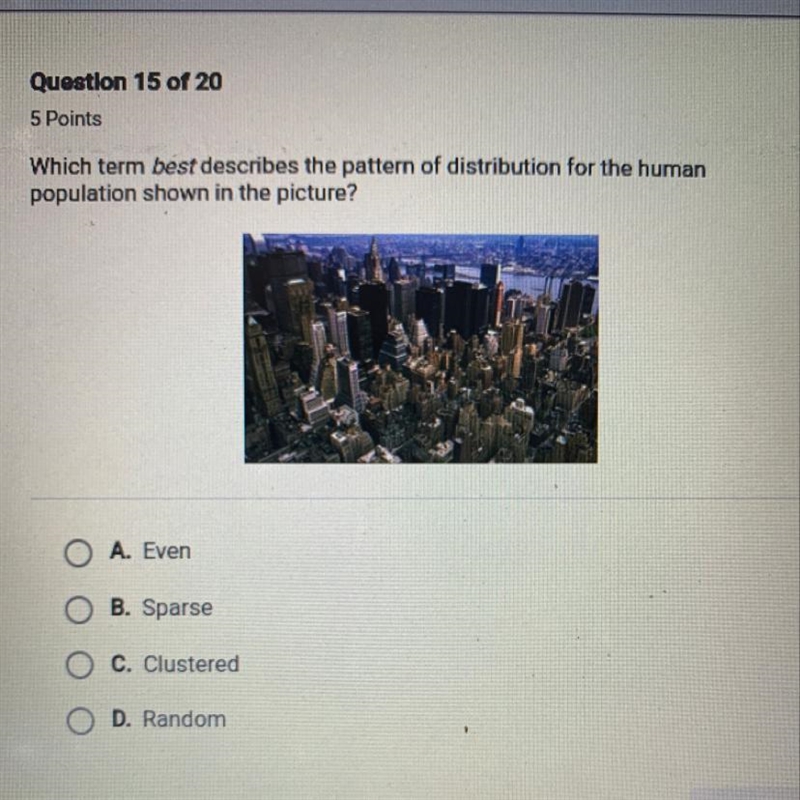 Please help!! Which term best describes the pattern of distribution for the human-example-1