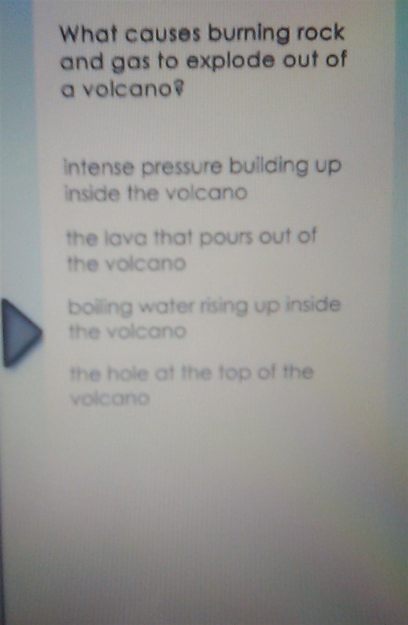 What causes burning rock and gas to explode out of a volcano?​-example-1