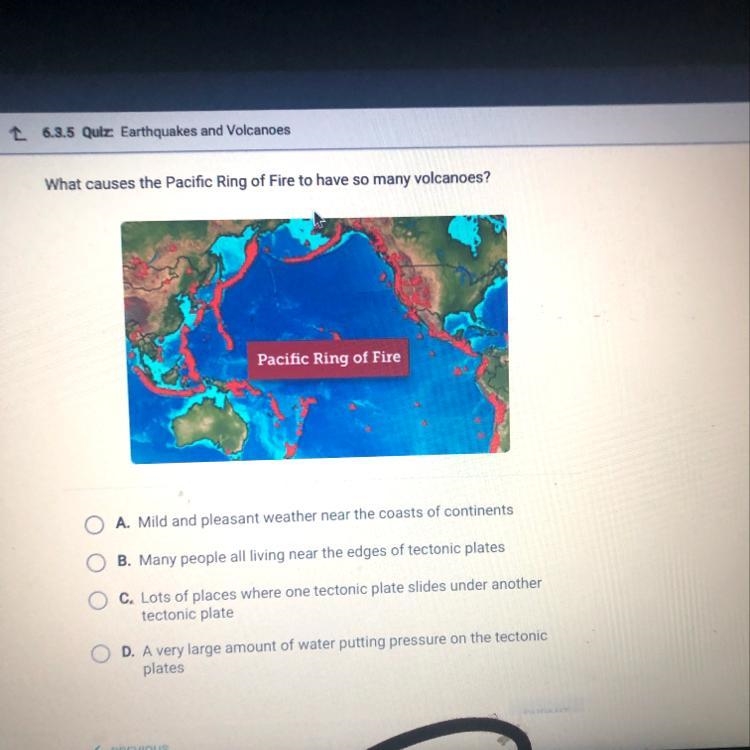 What causes the Pacific Ring of Fire to have so many volcanoes?-example-1