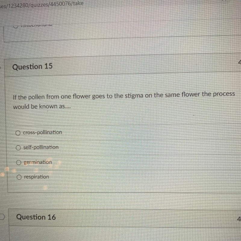 If the pollen from one flower goes to the stigma on the same flower the process would-example-1