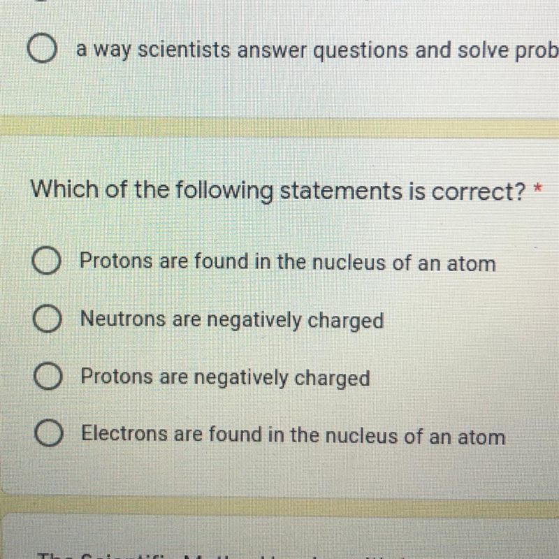 Which of the following statements is correct? * Protons are found in the nucleus of-example-1