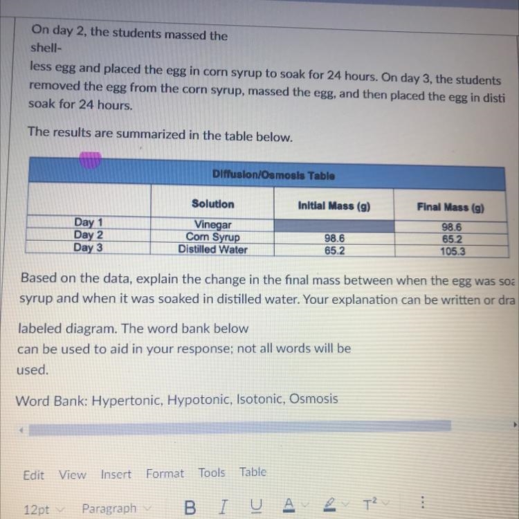 A group of students participated in a lab to investigate the effects of osmosis. On-example-1