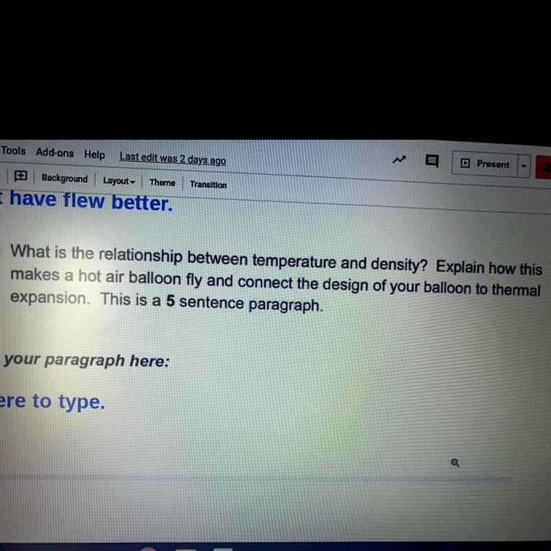 13 POINTS!! What is the relationship between temperature and density? Explain how-example-1