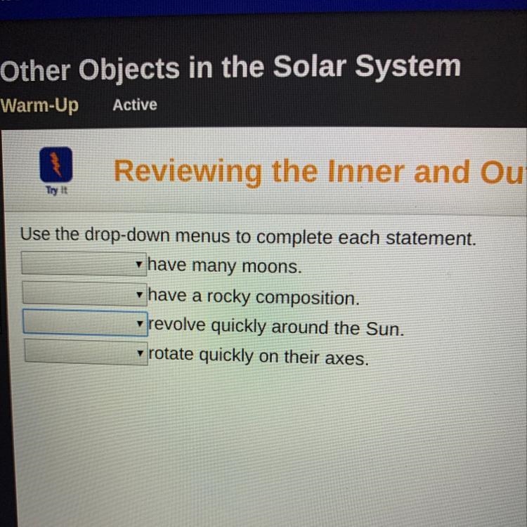 use the drop down menus to complete each statement . the drop down menu answer choices-example-1