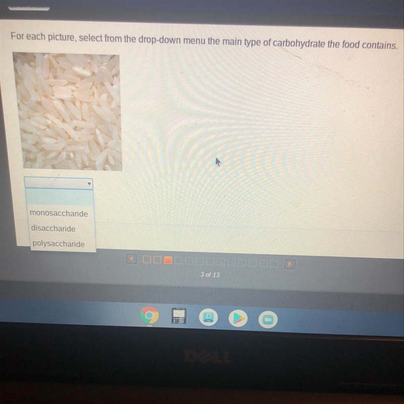For each picture, select from the drop-down menu the main type of carbohydrate the-example-1