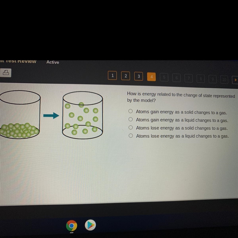 How is energy related to the change of state represented by the model? Atoms gain-example-1