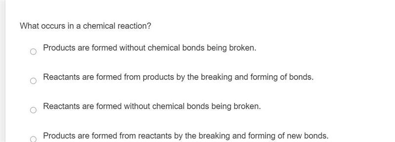 What occurs in a chemical reaction-example-1