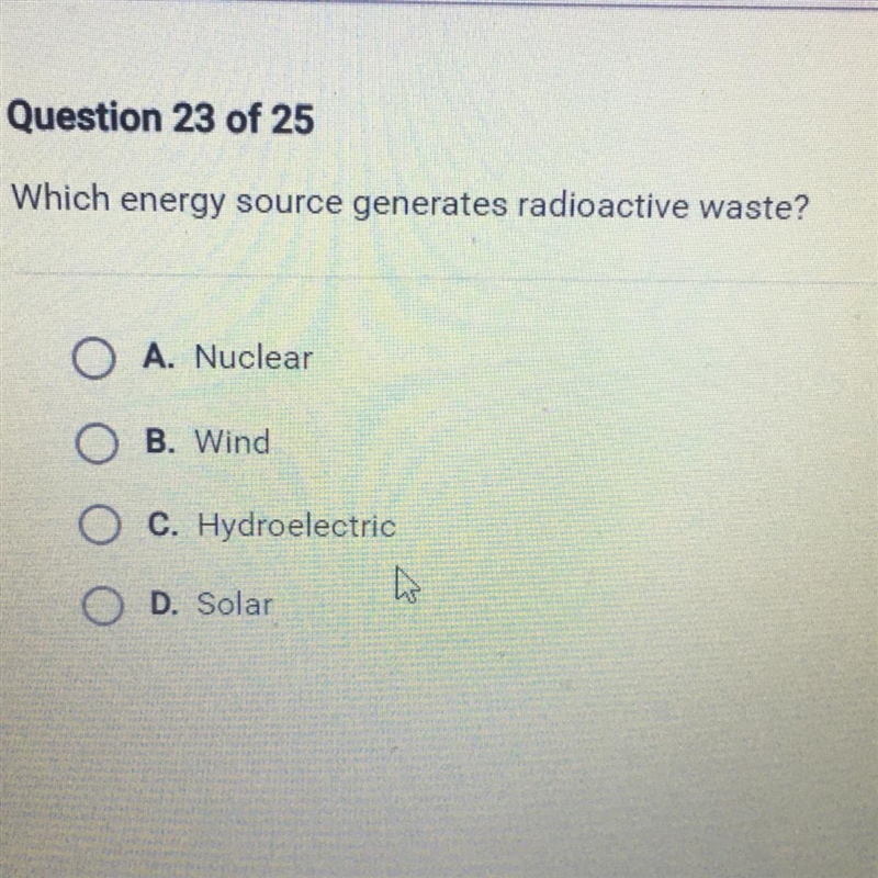 Which energy source generates radioactive waste?-example-1