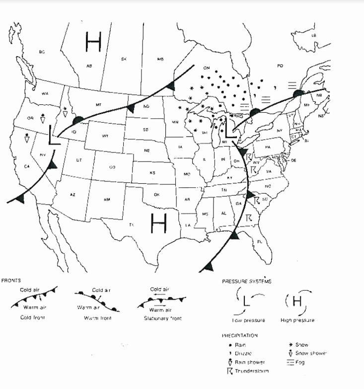 Easy questions for points!! 1. What type of front is in the southeastern us? 2.What-example-1