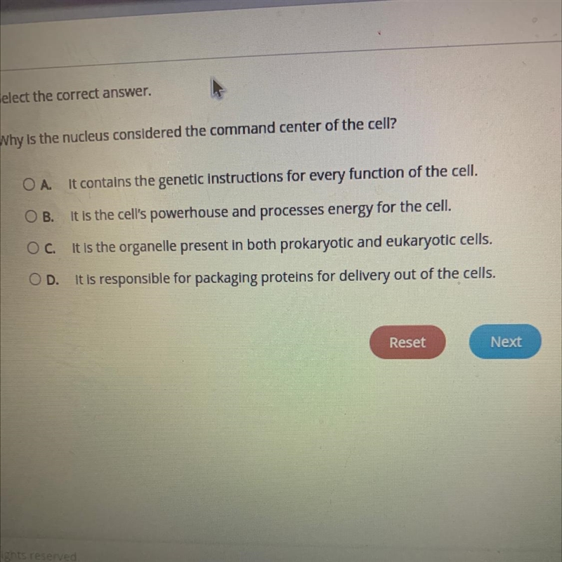 Why is the nucleus considered the command center of the cell?-example-1