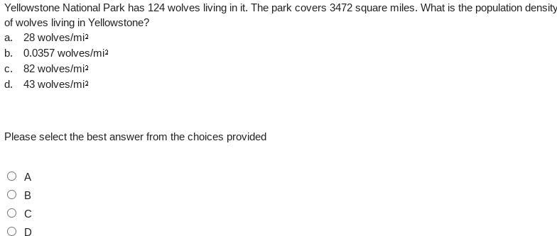 Yellowstone National Park has 124 wolves living in it.-example-1