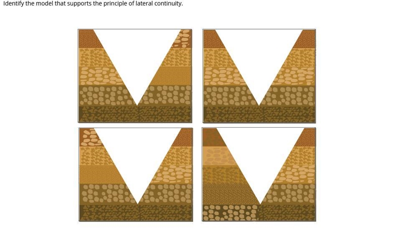 HELP!!! Identify the model that supports the principle of lateral continuity.-example-1