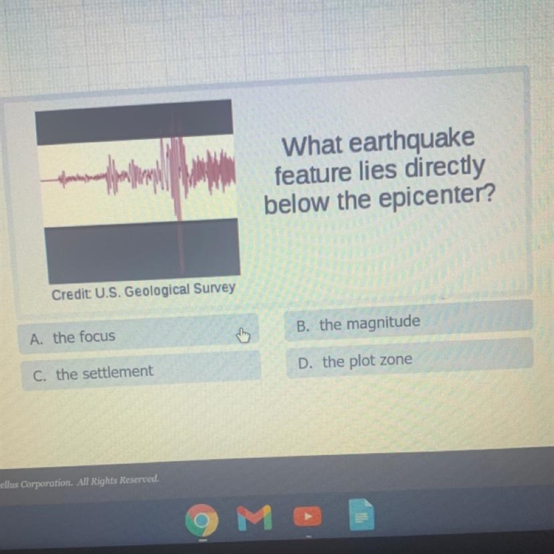 Plzzz helpp!! What earthquake feature lies directly below the epicenter?-example-1