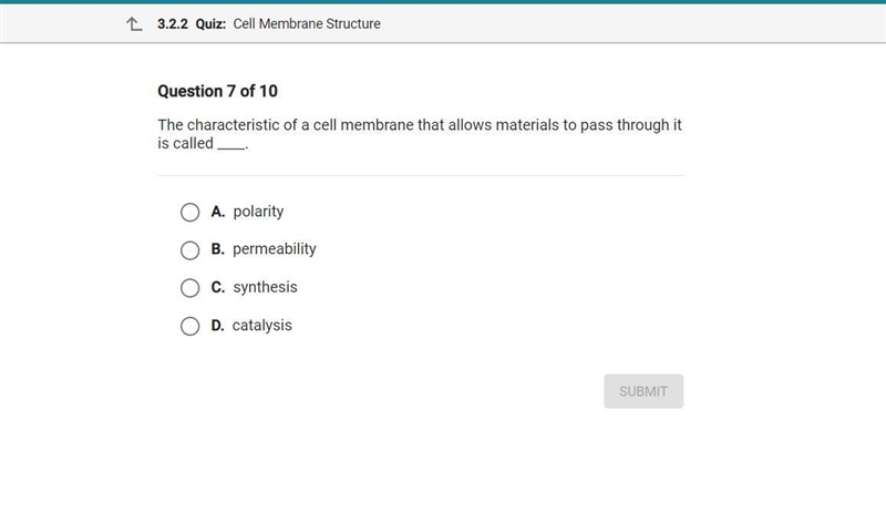 The characteristic of a cell membrance that allows materials to pass through it is-example-1