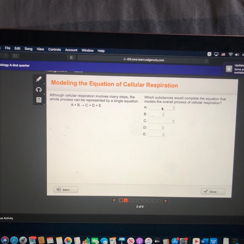 Modeling the Equation of Cellular Respiration Although cellular respiration involves-example-1