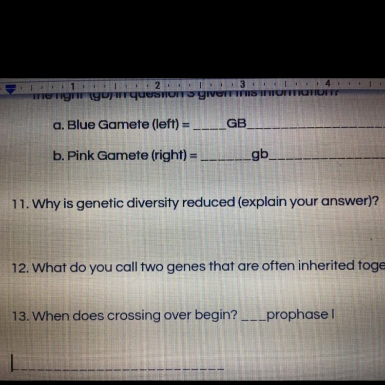 I need help in question 11. Why is genetic diversity reduced?-example-1