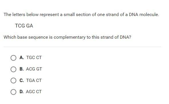 Which base sequence is complementary to this strand of DNA?-example-1