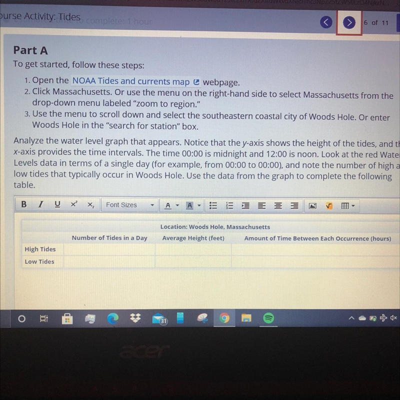 PLEASE HELP! Part A To get started, follow these steps: 1. Open the NOAA Tides and-example-1