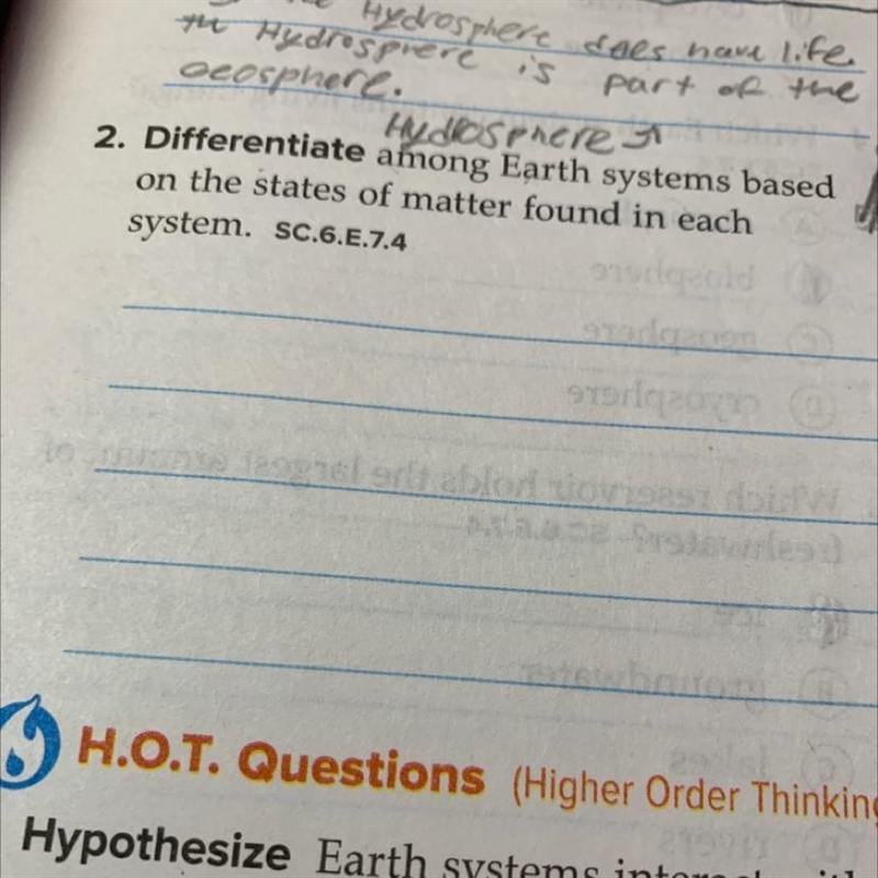 Differentiate amoung Earth systems based on the states of matter found in each system-example-1