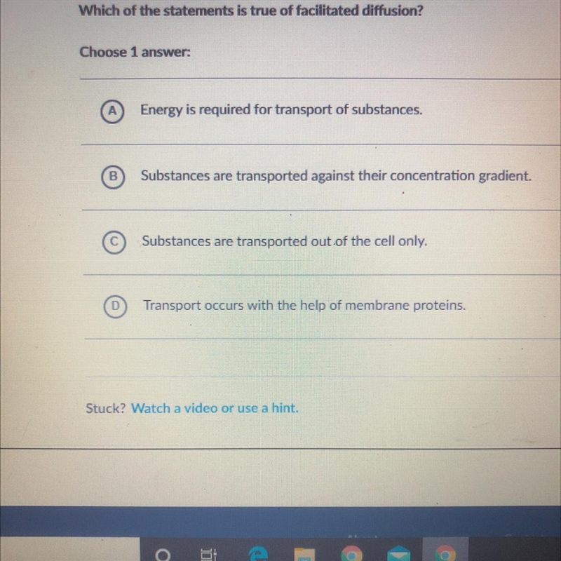 Which of the statements is true of facilitated diffusion?-example-1