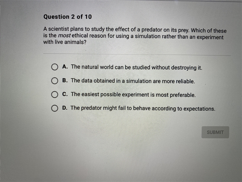 which of these is the most ethical reason for using a simulation rather than an experiment-example-1