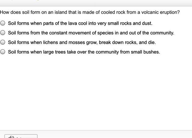 How does soil form on an island that is made of cooled rock from a volcanic eruption-example-1