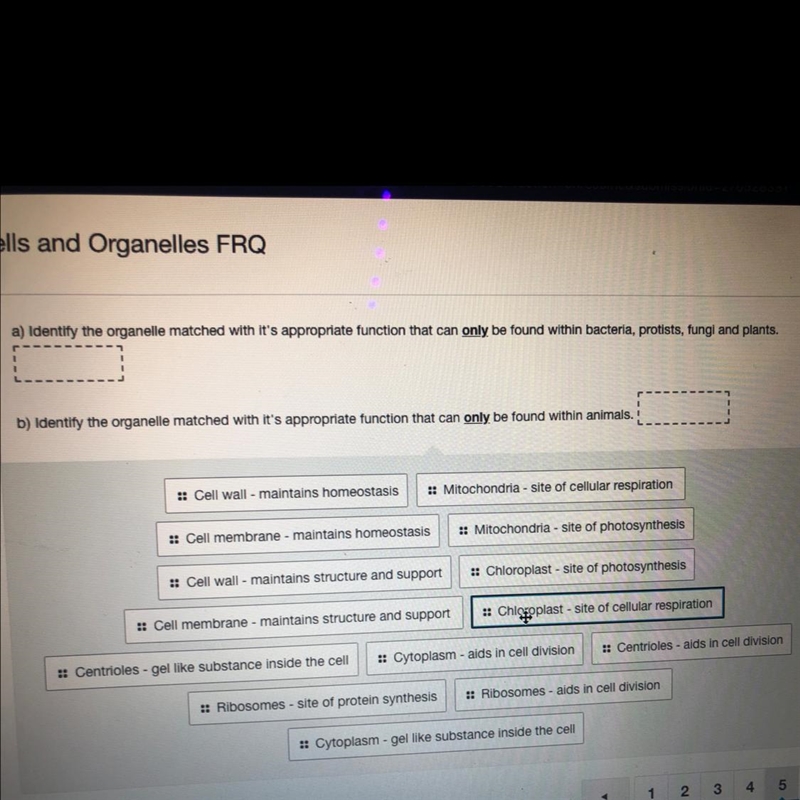 Biology CELLS AND ORGANELLES FRQ..-example-1